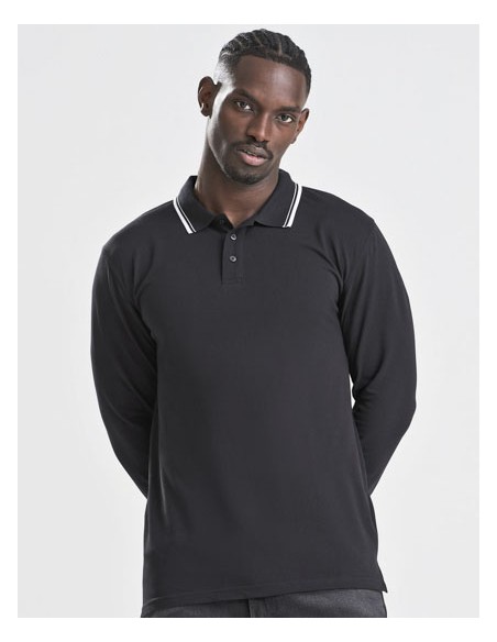 AWD-JP103-Long Sleeve Tipped 100 Polo 2